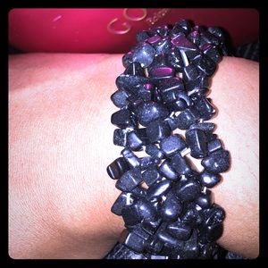 Black Elastic Pebble Bracelet