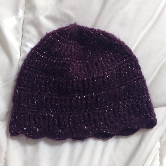 Super cute dark purple and gold beanie!!