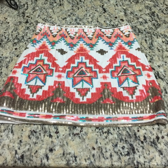 Sequin Aztec mini skirt