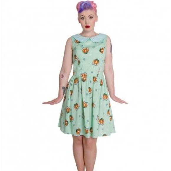 Never worn green Hell Bunny Foxy Mini Dress in M