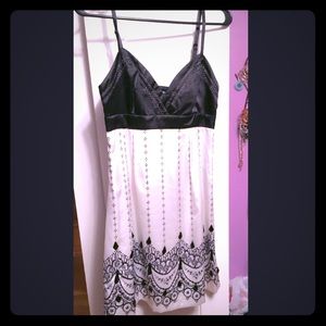 Guess black and white lace print dress with gems