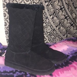 Suede-quilted Michael Kors black winter boots