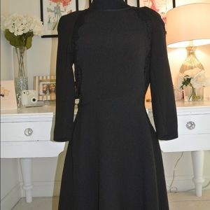 Sandro Lace Insert Skater Dress