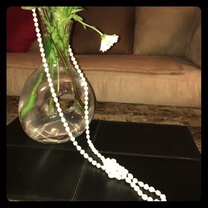 Long White Beaded Necklace