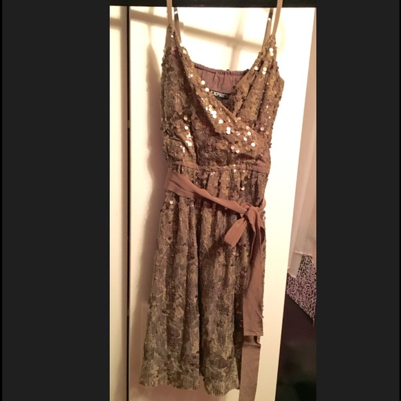 Tan sequin dress