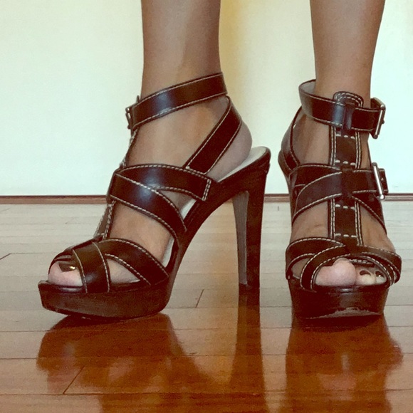 Coach platform leather sandals.