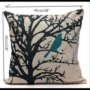 Teal Bird Throw Pillowcase