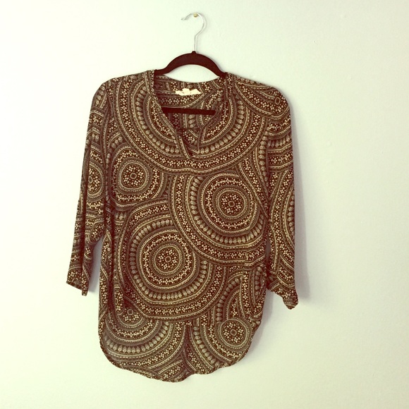 Boho print 3/4 sleeve blouse - Picture 1 of 1