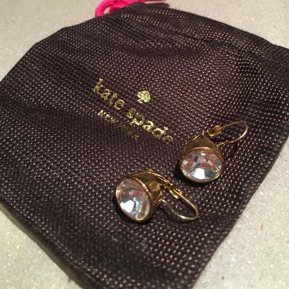 Kate Spade Leverback Bezel Diamond Earrings