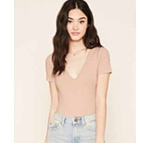 Forever 21 Body Suit Baby Pink V Neck - Picture 2 of 2