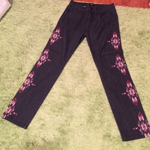 BDG High Rise Black Jeans Embroidered Boho