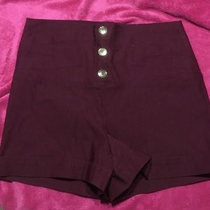 Maroon High Waisted Shorts