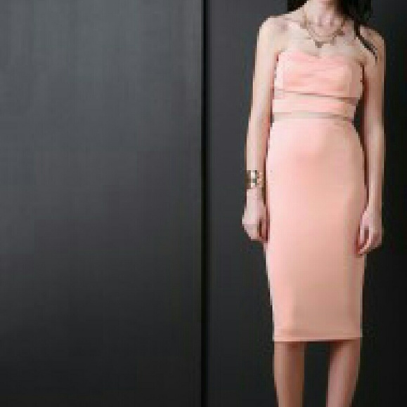 2 piece nude skirt and bandeau zip top