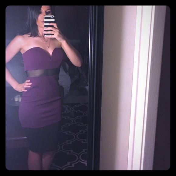 Purple strapless dress