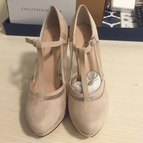 Beige Mary Jane Pumps