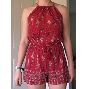 Red Floral Romper