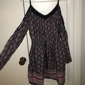 Tribal print dress with cool tone colors