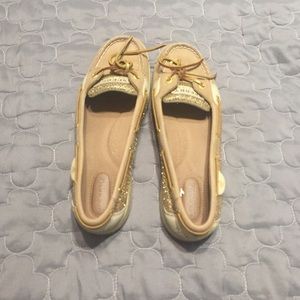 Women's Gold Glitter Angelfish Top Sider Sperrys