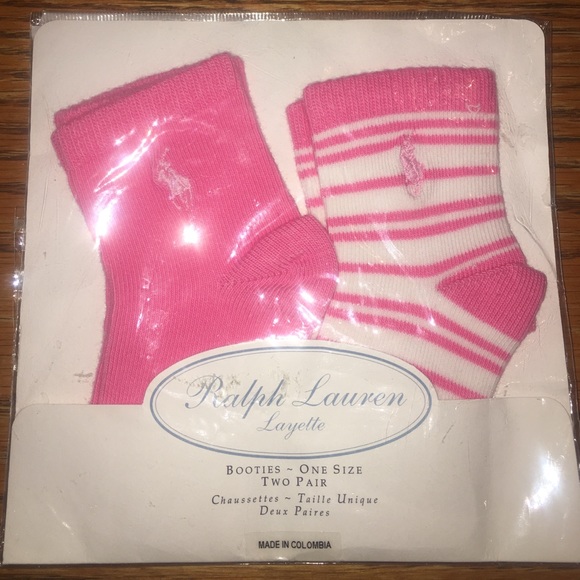 RALPH LAUREN 2 PAIR OF PINK BOOTIES SET NEW W TAGS