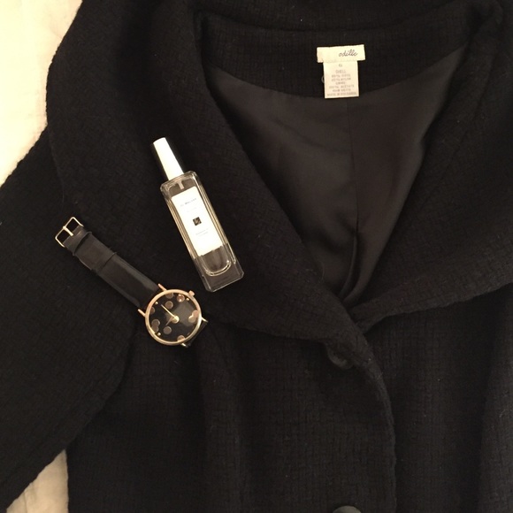 LAST CALL Anthropologie Odille black wool pea coat