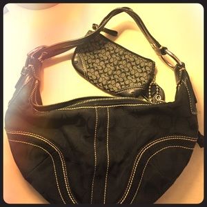 Black coach shoulder bag, coin purse included