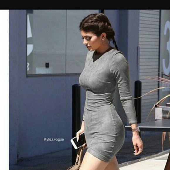 No sleeve suede grey dress