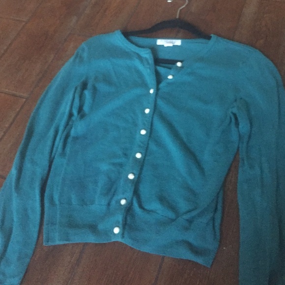 Turquoise Cardigan with Iridescent Buttons - Picture 1 of 2