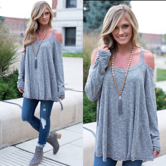 ❤️LAST-M❤️ Teal Loose Tunic Top Open Shoulder - Picture 3 of 3