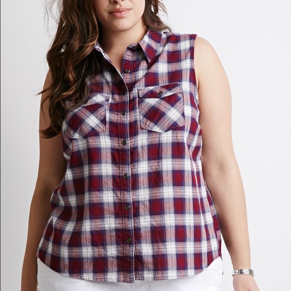 Forever 21 Tops - Sleeveless Plaid Shirt - Forever 21 - 1X
