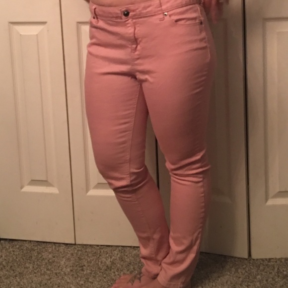 Salmon colored jeans