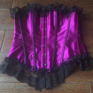 Purple Corset with Lace Detail and Trim