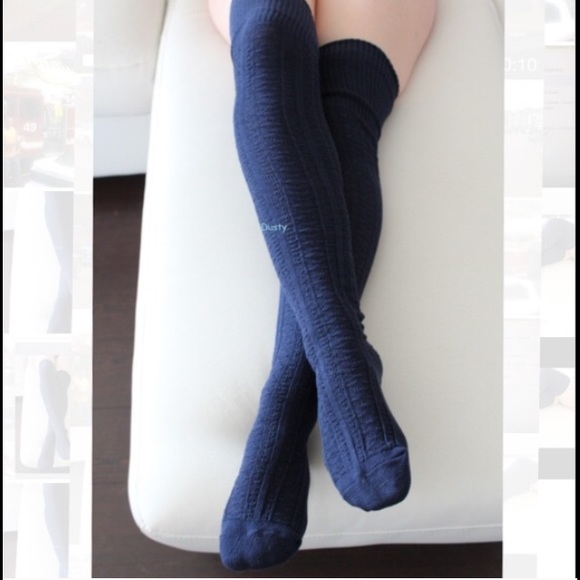 3 Over The Knee Socks Thigh High Blue Red Bundle Blue Red Black Long School Girl