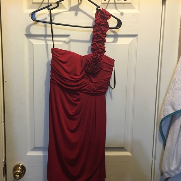 Red one strap dress