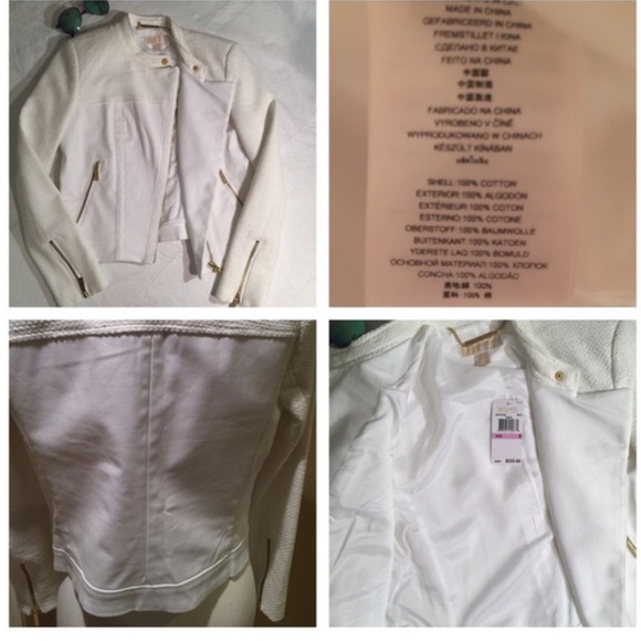 NWT Michael Kors White Moto Jacket - Picture 4 of 4