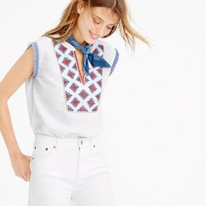Jcrew Cap-sleeve top in embroidered sunburst Sz 0