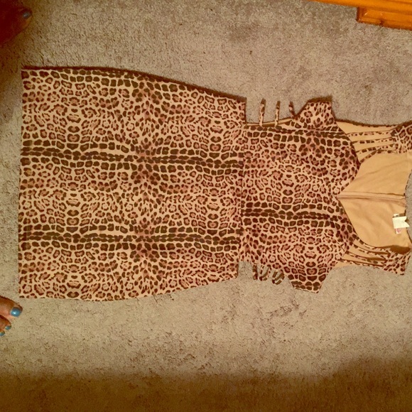 Cute Cheetah Cut Out Side Dress