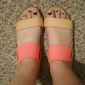 Pink and Tan Sandals