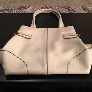 Gorgeous light beige large purse with silver trim