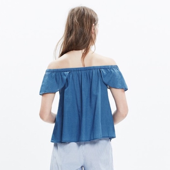 Madewell Indigo Cotton Off-The-Shoulder Top - Picture 3 of 3