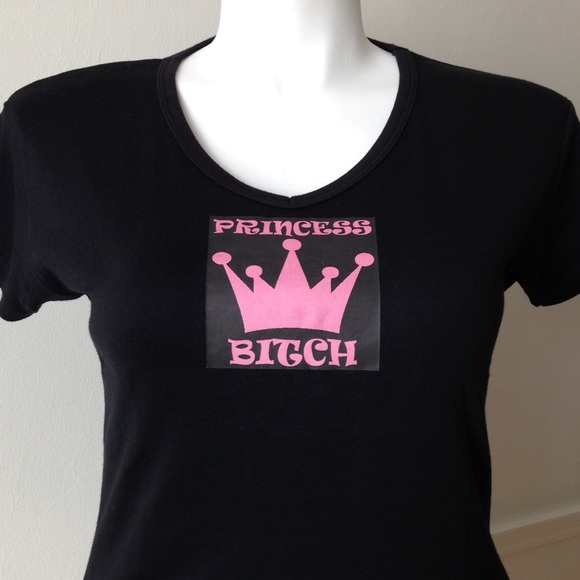 NWOT Black & Pink "Princess Bitch" Crown Baby Tee