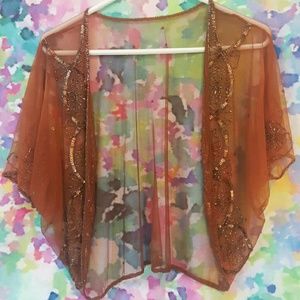 Orange sheer beaded bolero