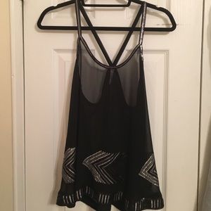 BB Dakota sheer black tank top