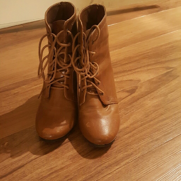 Gently used lace up wedges