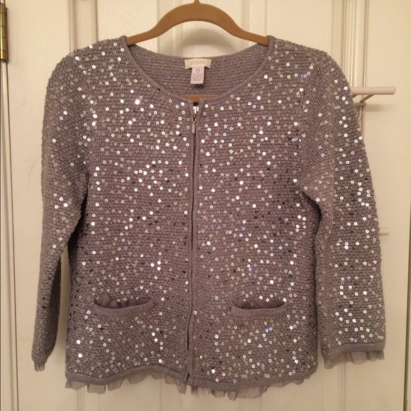 Chico Sequin Embellished Zip Cardy w/ Ruffle Trim