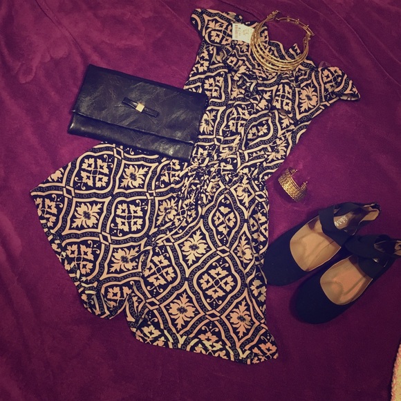 NWT Cream/Black Strapless Romper