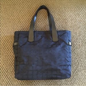 SALE Authentic Chanel Black Nylon and Leather Tote