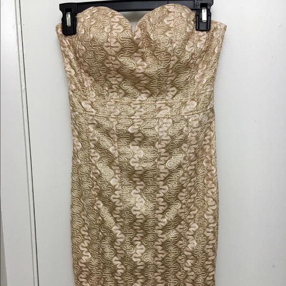 Gold strapless mini