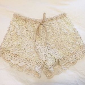 Cream Laced Shorts