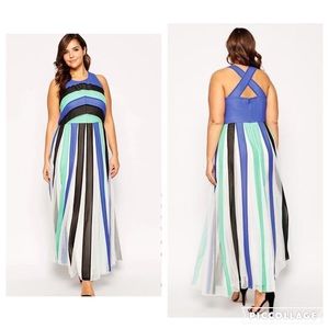 ASOS Curve maxi dress in color block mesh size 18