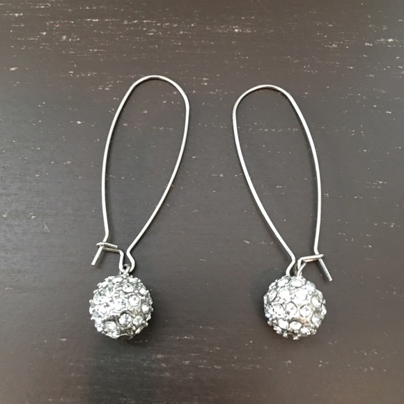 Silver Jeweled Drop Earrings - Picture 1 of 4